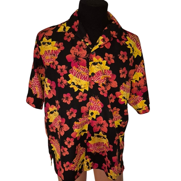 Hawaiian Tropic Orange Hawaiian shirt Large - Picture 1 of 5
